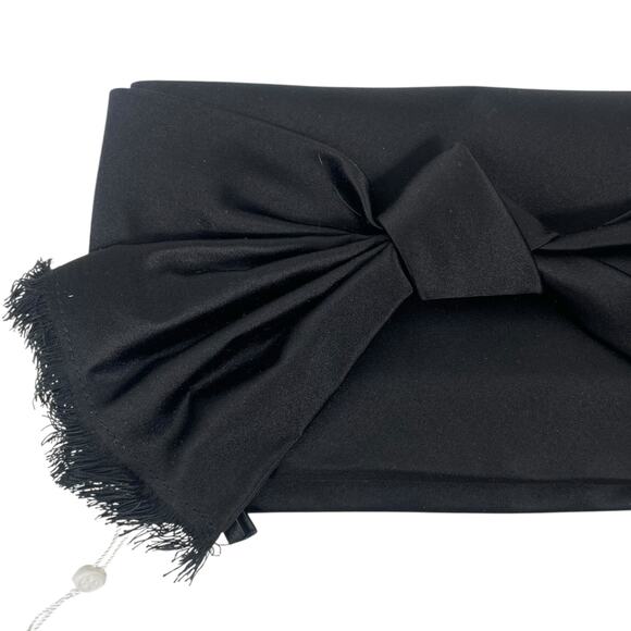 Tory Burch Eleanor Satin Bow Evening Clutch Bag Black - Picture 8 of 14